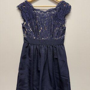 Eliza J Lace Cap Sleeve Fit and Flare Navy Blue Dress